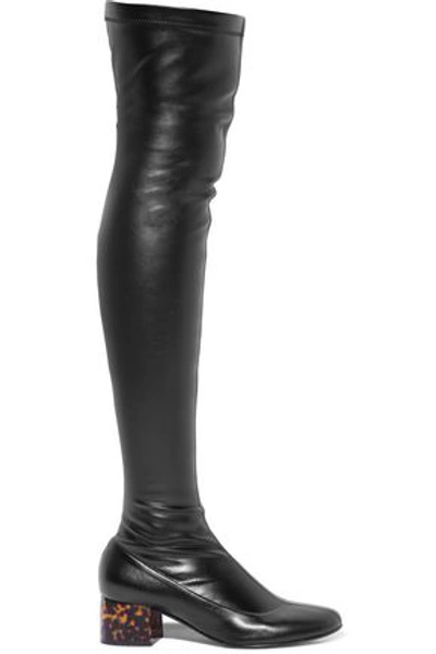 Shop Stella Mccartney Woman Faux Leather Over-the-knee Boots Black