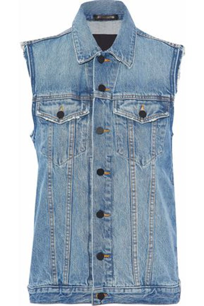 Shop Alexander Wang Woman Distressed Denim Vest Mid Denim