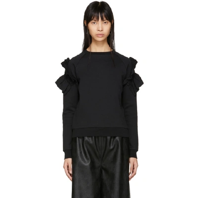 Shop Stella Mccartney Black Shoulder Ruffle Sweatshirt In 1000 Black