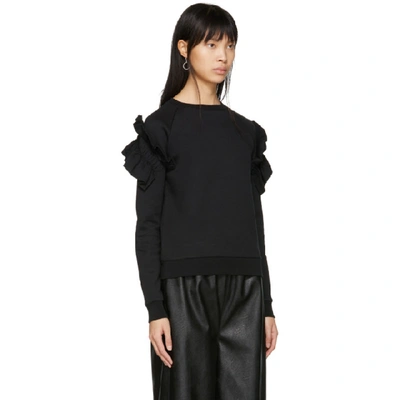 Shop Stella Mccartney Black Shoulder Ruffle Sweatshirt In 1000 Black