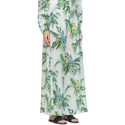 Shop Stella Mccartney Blue Silk Palm Wide-leg Trousers In 4900 Pale B