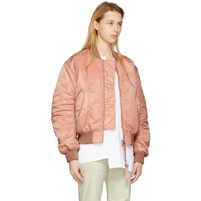 Shop Acne Studios Pink Clea Bomber Jacket In Pale Pink