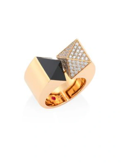 Shop Roberto Coin Women's Sauvage Privé Pyramid Diamond, Black Jade & 18k Rose Gold Ring In Rose Gold Jade