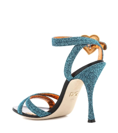 Shop Dolce & Gabbana Embellished Sandals In Turquoise