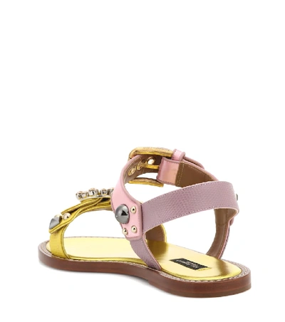 Shop Dolce & Gabbana Embellished Leather Sandals In Multicoloured