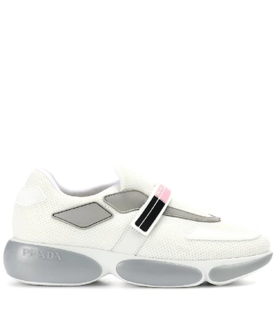 Shop Prada Cloudbust Fabric Sneakers In White