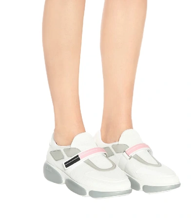 Shop Prada Cloudbust Fabric Sneakers In White