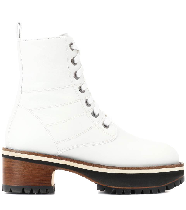 Sies Marjan White Jessa 65 Leather Boots In Optic White | ModeSens