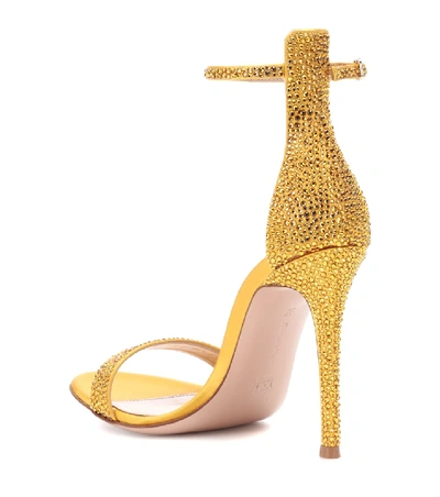 Shop Gianvito Rossi Glam Embellished Satin Sandals In Yellow
