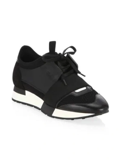 Shop Balenciaga Leather Low-top Sneakers In Black