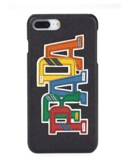 Shop Prada Rainbow Leather Iphone 7 Plus Case In Black