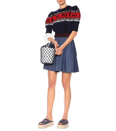 Shop Miu Miu Intarsia Wool Sweater In Blue