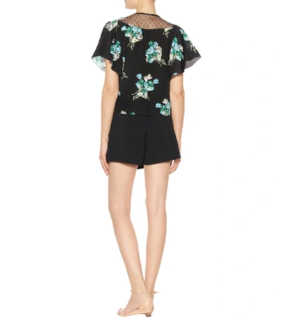 Shop Red Valentino Printed Silk Top In Black