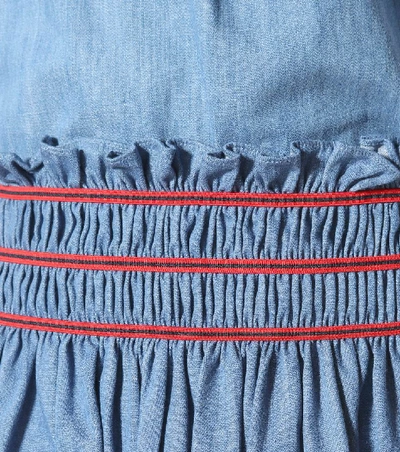 Shop Miu Miu Cotton Midi Skirt In Blue