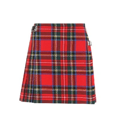 Shop Christopher Kane Tartan Wool Miniskirt In Red