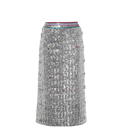 Shop Mary Katrantzou Sigma Sequin Skirt In Silver