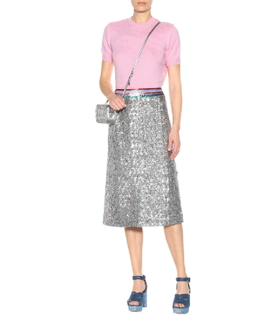 Shop Mary Katrantzou Sigma Sequin Skirt In Silver