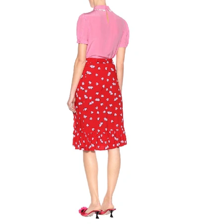 Shop Miu Miu Printed Skirt In Red