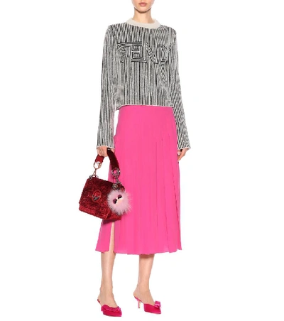 Shop Fendi Silk Crêpe De Chine Midi Skirt In Pink