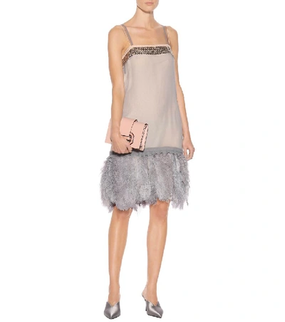 Shop Prada Feather-trimmed Dress