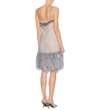 Shop Prada Feather-trimmed Dress
