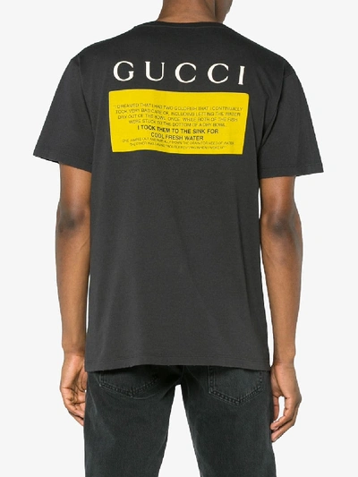 Gucci Black Cat Graphic T-shirt | ModeSens