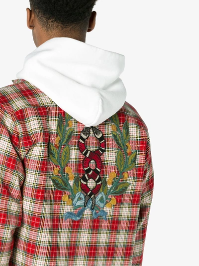 Shop Gucci Embroidered Vintage Checked Shirt In Red