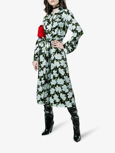 Shop Off-white Floral Belted Robe Jacket In Multicolour