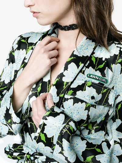 Shop Off-white Floral Belted Robe Jacket In Multicolour
