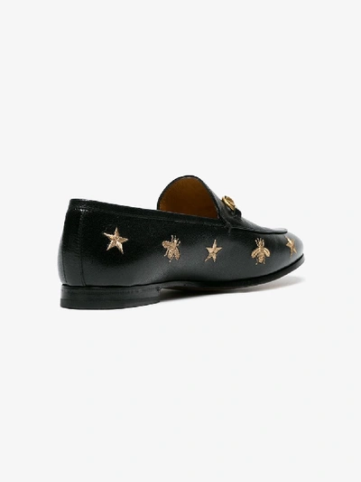 Shop Gucci Black Gold Jordaan Leather Loafers