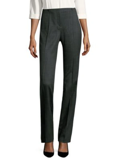 Shop Hugo Boss Straight Leg Wool Pants In Black