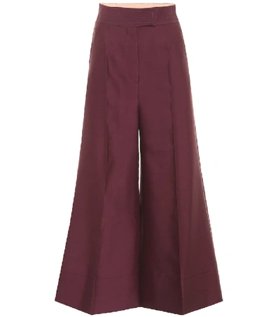 Shop Roksanda Wool And Silk Wide-leg Trousers In Purple