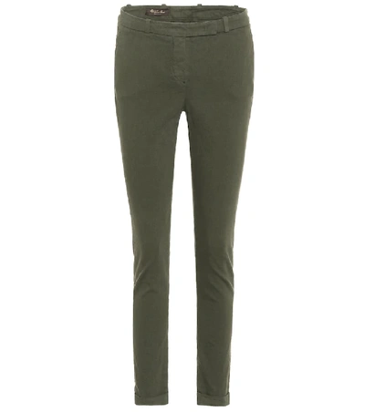 Shop Loro Piana Slim-fit Cotton Trousers In Olive