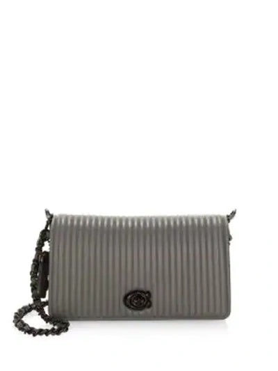 Shop Coach 1941 Quilted Dinky Leather Crossbody Bag In Heather Grey