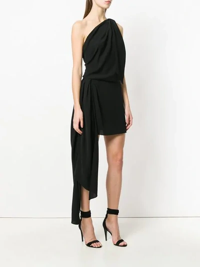 Shop Saint Laurent Draped One Shoulder Mini Dress - Black