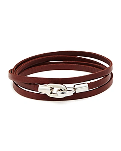 Shop Aubaine Leather Double Wrap Bracelet In Brown