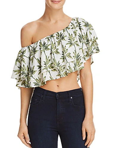 Shop Show Me Your Mumu Hayworth Off-the-shoulder Ruffled Crop Top - 100% Exclusive In Walk The Palm Cruise