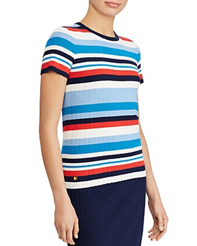 Shop Ralph Lauren Lauren  Striped Short-sleeve Sweater In Multi