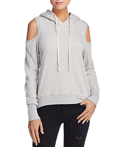 Shop Pam & Gela Cold-shoulder Hooded Sweatshirt In Heather Gray