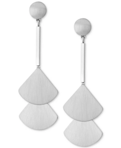 Shop Lucky Brand Double-fan Drop Earrings In Silver