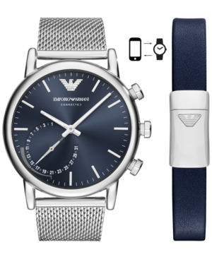 emporio armani connected silver stainless steel hybrid smartwatch