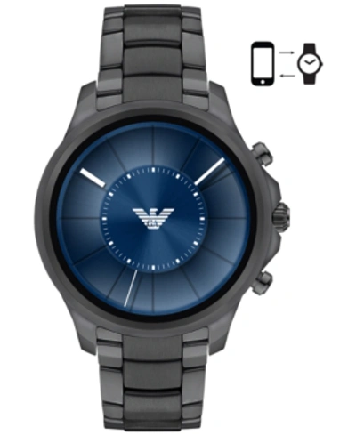 Shop Emporio Armani Men's Connected Gray Stainless Steel Bracelet Touchscreen Smart Watch 46mm In Gunmetal