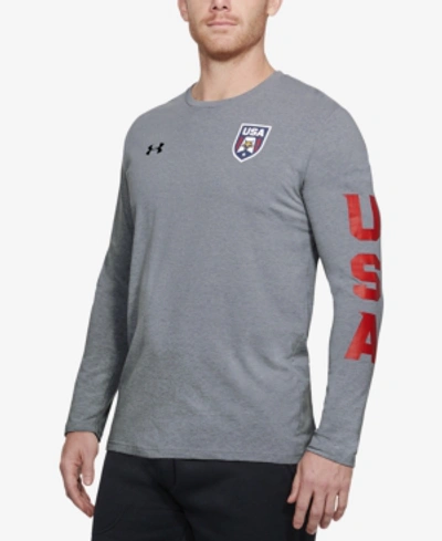 Shop Under Armour Men's Long-sleeve Charged Cotton T-shirt In Grey