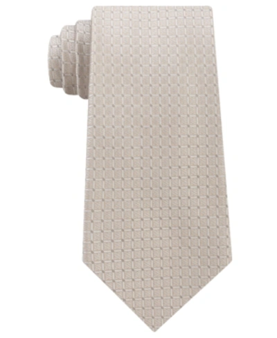 Shop Calvin Klein Men's Simple Grid Silk Tie In Taupe