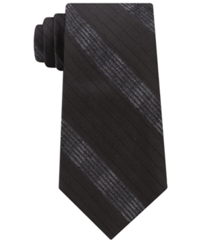 Shop Calvin Klein Men's Cloud Stripe Silk Tie In Black