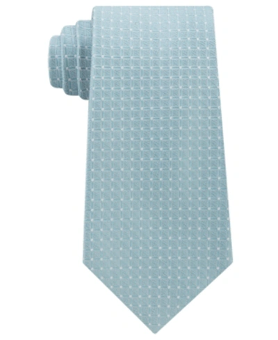 Shop Calvin Klein Men's Simple Grid Silk Tie In Mint