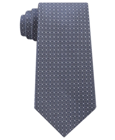 Shop Calvin Klein Men's Simple Grid Silk Tie In Charcoal