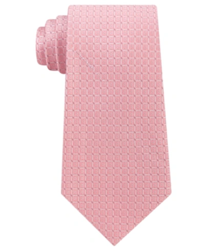 Shop Calvin Klein Men's Simple Grid Silk Tie In Melon