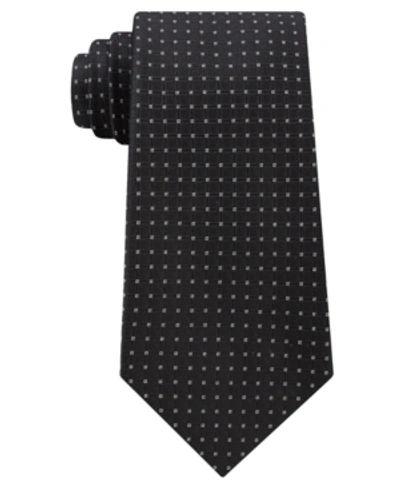Shop Calvin Klein Men's Simple Grid Silk Tie In Black
