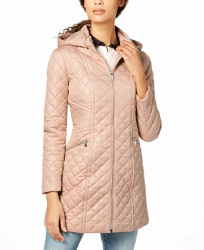 Shop Via Spiga Hooded Quilted Coat In Blush